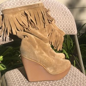 Fringe Wedge Boot size 7.5